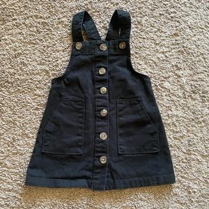 Girls Black Denim Overall Dress
